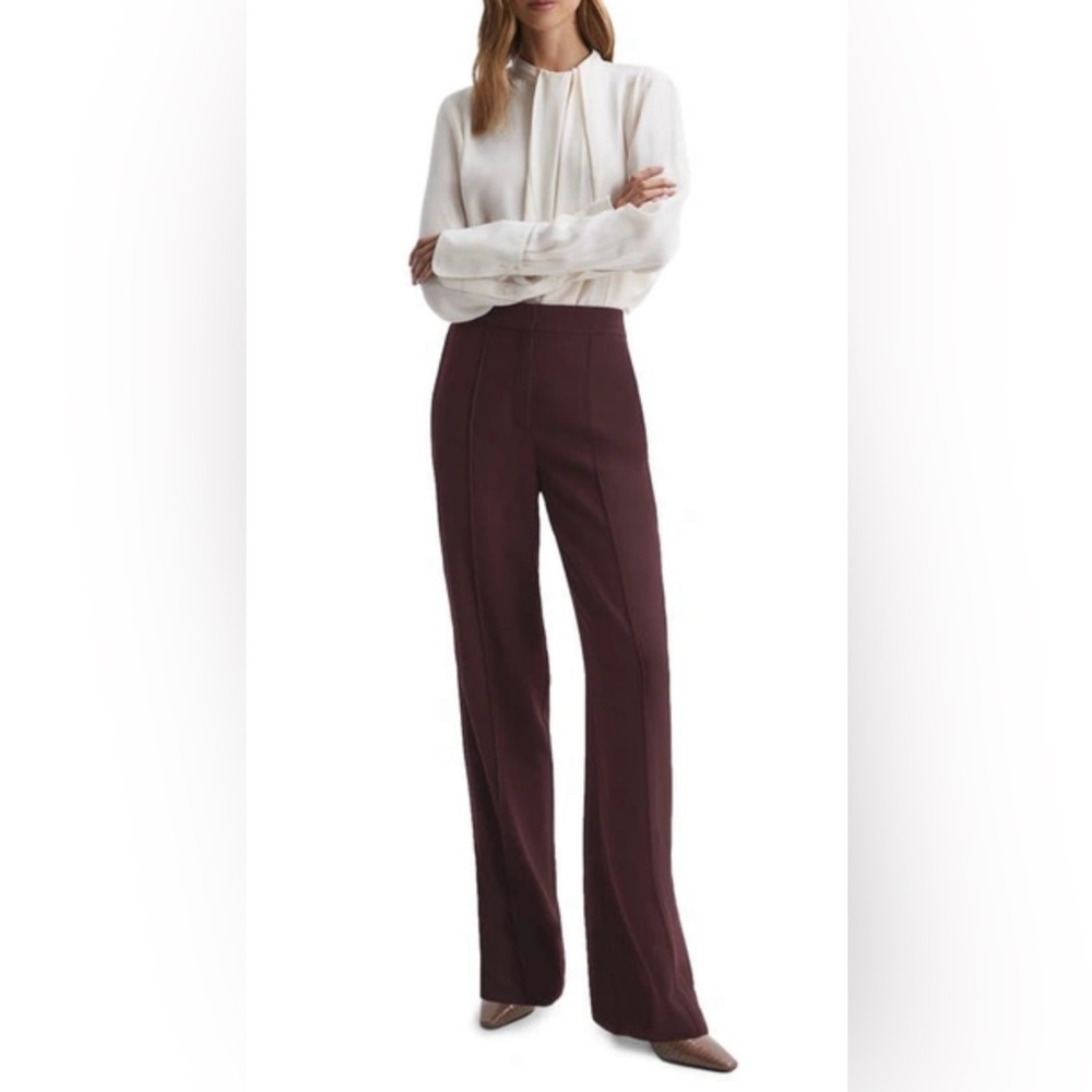 REISS | ALEAH WOMEN’S MAROON PULL ON WIDE LEG PANTS / TROUSERS SIZE US 10 $210